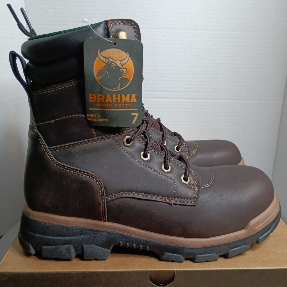 Brahma Koa Mens Steel Toe Work Boots Size 7 Brown Breathable Speed Lacing NWT